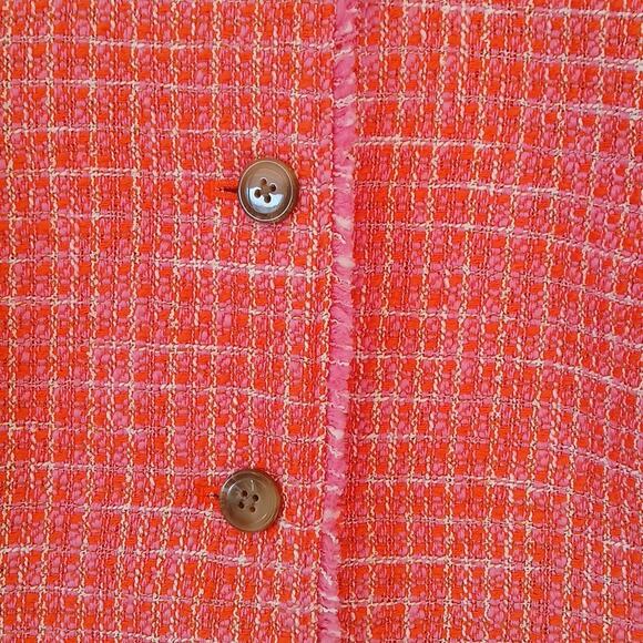 J. Jill dahlia tweed jacket in clementine, fringe, lined, business blazer - Picture 5 of 6